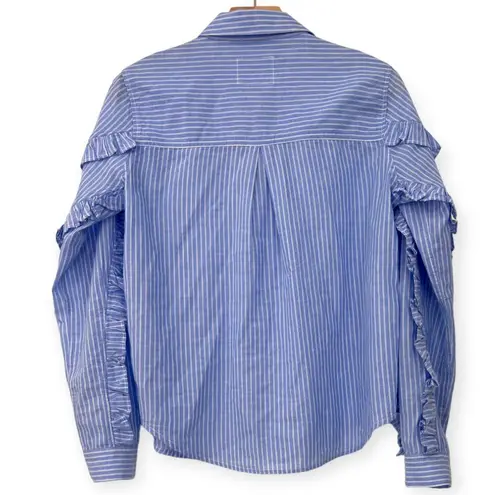 Rails | XS | Lizzi Shirt Ruffle Sleeve Poplin Blue White Stripes Button up Top - Image 6