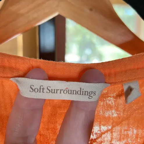 Soft Surroundings 100% Cotton Araza Gauze Shirt Nectarine Size Large