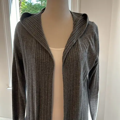 YA Los Angeles Wool Blend Open Hoody Cardigan, Grey, Size Large, EUC