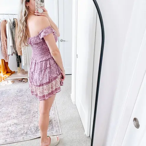 SPELL & THE GYPSY Purple Floral Dahlia Mini Dress Size XS