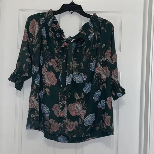Hummingbird ✨ Dark Green Floral Off Shoulder Top - Image 6
