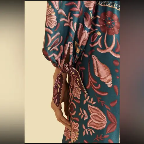 Farm Rio M Teal Pink Seashell Tapestry Lenzing™ Ecovero™ Viscose Maxi Dress NWT