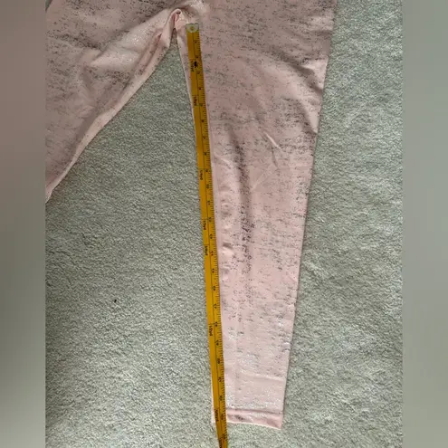 Kimberly Silver Shimmery Light Pink Bra and Leggings Yoga Set Size Medium