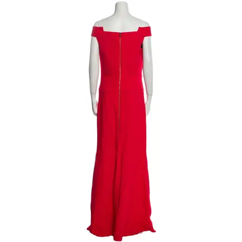 Roland Mouret Elly Gown NWT Red Wool Crepe Off Shoulder Maxi Dress Cutout Size 8