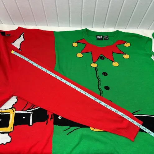 MAD Engine Siamese Santa & Elf Ugly Christmas Sweater Couples Holiday XL Red