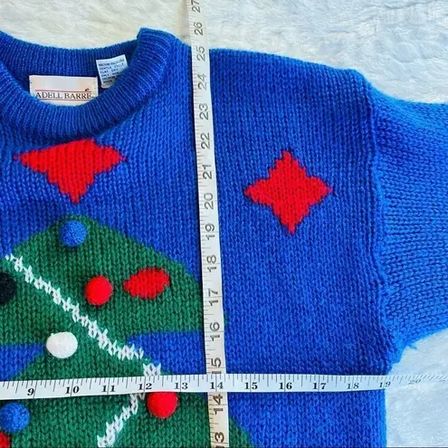 Vintage Blue  and green Christmas tree knit sweater