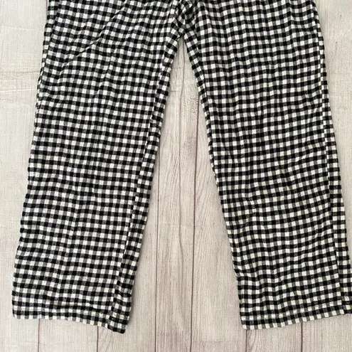 Ralph Lauren women M 100% cotton pull on plaid pj pants black & white