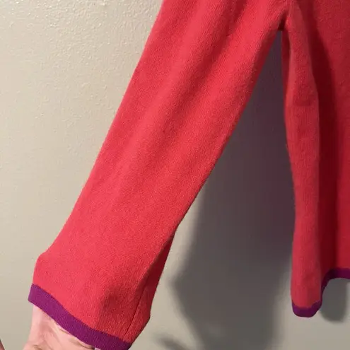 100 cashmere sweater Kaschmir Hot Pink Magenta Bow Coquette Fem Girl Lands End M Size M