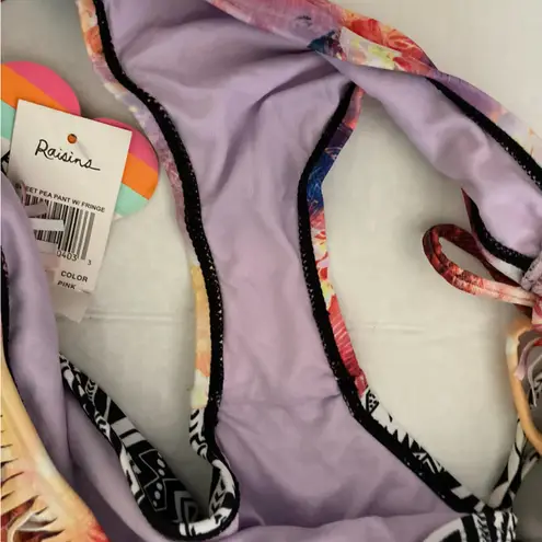 Raisin's 🌞NWT Aztec Print Padded Bra Top & Watercolor Bikini w/ Fringe A