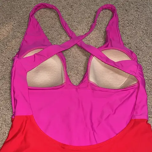 Summersalt The Deep Dive Colorblock One Piece Swimsuit Lava Hibiscus 8