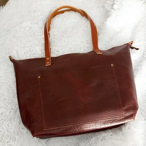 PORTLAND LEATHER | Zipper Cinnamon Bear Red Brown Tan Handles Tandles | Large