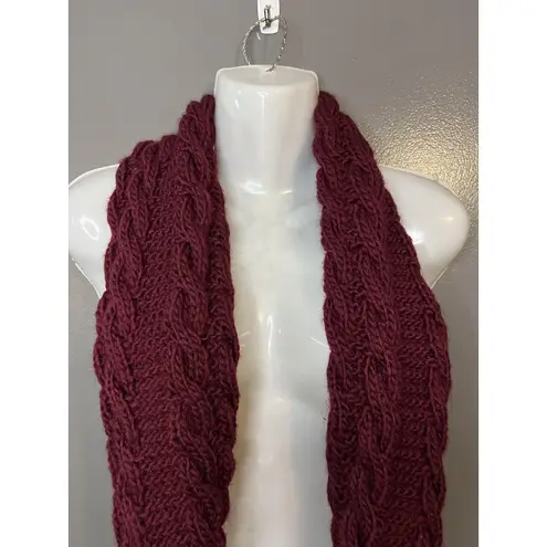 Infinity Scarf Womens One Size Burgundy Cable Knit Chunky Loop Circle Cozy Warm Red