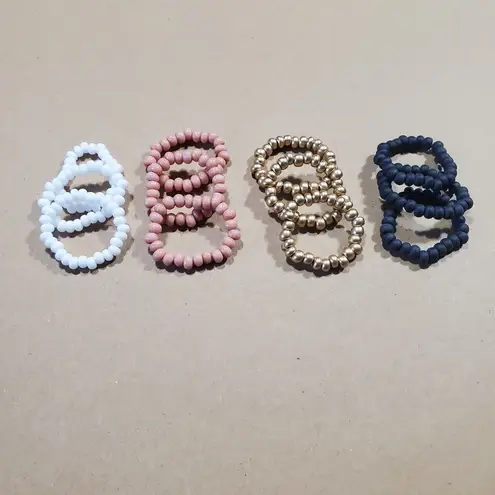 Seed Bead Flexible Ring Set