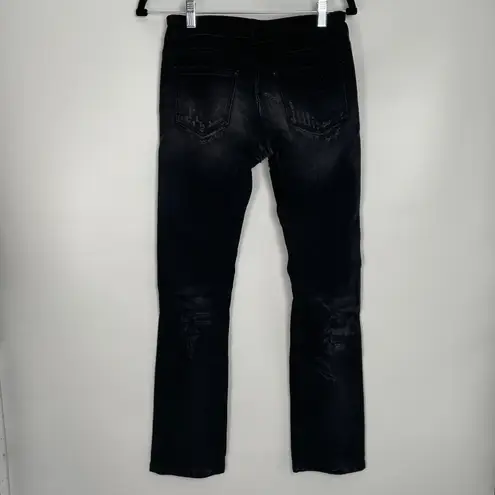 Philipp Plein Women's Black Texas Rock Distressed Straight Cut Jeans Size 26