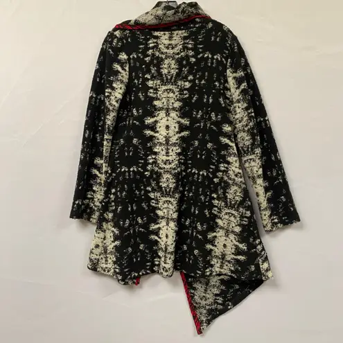 Art of Cloth Lagenlook Open Front Asymmetrical Cardigan XS Artsy Chic Maximalist Black
