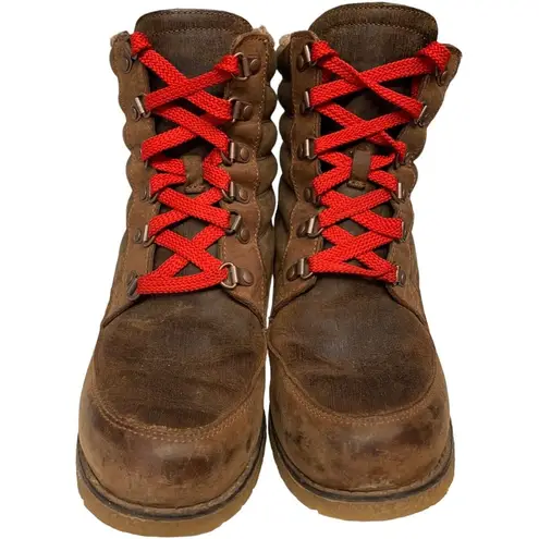 Durango  Brown Cabin Lacer Lace Up Sherpa Lined Heeled Leather Boots Womens 9