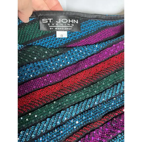 St. John St. John Evening Sequin Stretch Knit Asymmetrical Top Size 8 Cocktail Party