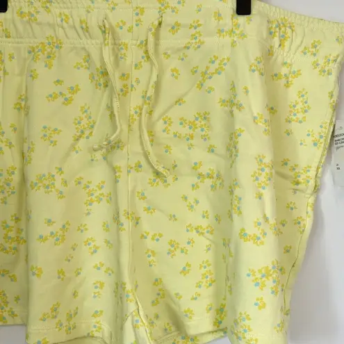 Abound NWT  Organic Cotton Green Yellow Moxie Floral Pull On Shorts - 2X