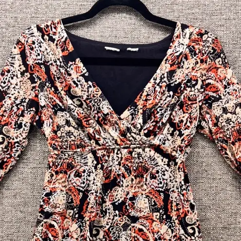 Floral Baby Doll Top XS Y2K Peasant Fairy Bohemian Paisley Sheer Lined V Neck