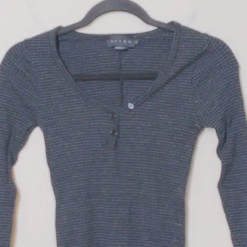 Hatch The Ruthie Bodysuit in Black/Charcoal Gray Stripe – Size 0 (XS) – EUC