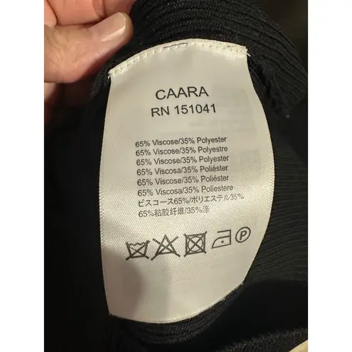 CAARA Black Ribbed Knit Bell Sleeve Sweater Slightly Cropped Top Size S