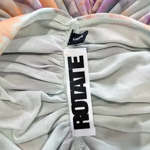 New Rotate Ulla Floral Print Ruched Mesh Long Sleeve Bodycon Dress Size 2 Multi