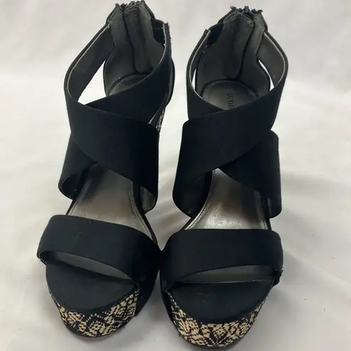 Audrey Brooke Black Wedge Sandals woman’s size 9.5