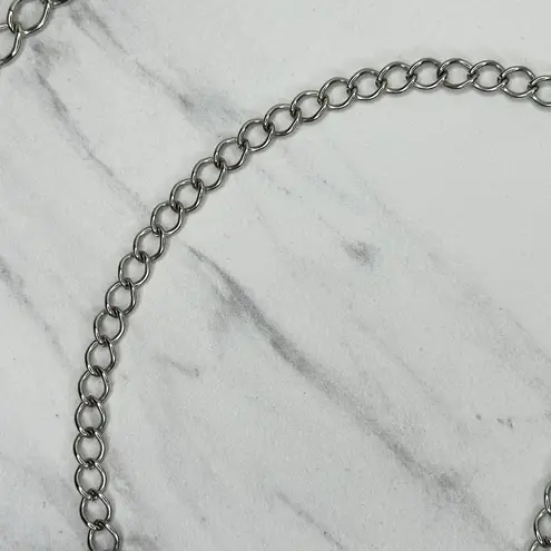 Open Back Geometric Silver Tone Metal Chain Link Belt One Size (OS)