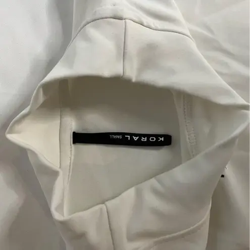 Koral Womens size S White Luca Blackout Long Sleeve Crop Top Gym Athletic