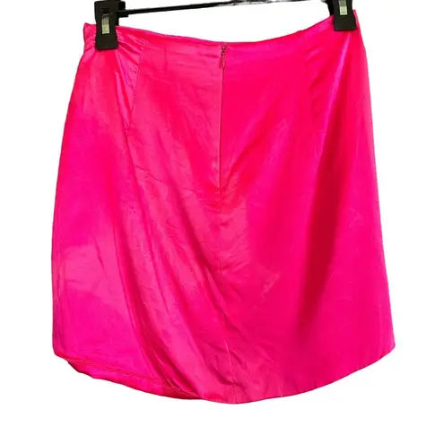 The Sei Ruched Micro Mini Wrap Skirt Barbie Pink SIZE 2 Silk Designer Cocktail