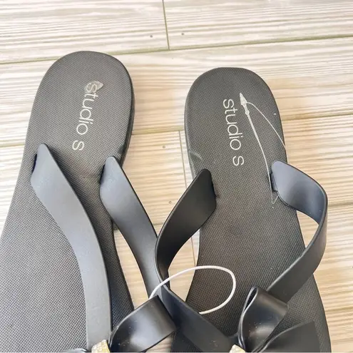 Studio S Womens Black Bow Jeweled Sandals Sz XL 9.5/10.5