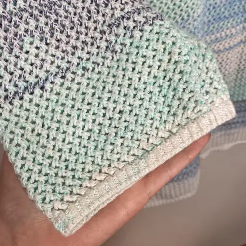 J Jill cotton tie dye crochet open knit 3/4 sleeve tunic length sweater size M White Size M