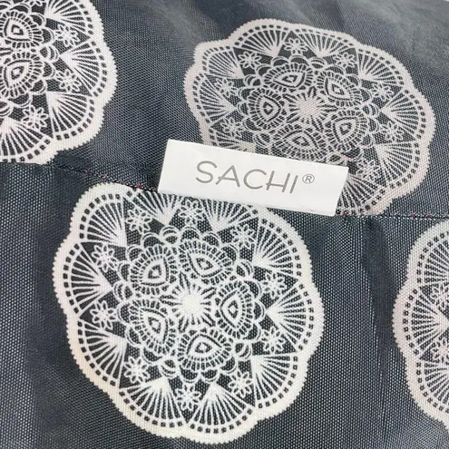 Sachi Shop Pack & Go Black and Grey / Gray Medallion Mandala Nylon Tote