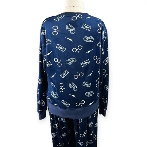 Harry Potter Pajama Set Women’s Small Blue Soft Fleece Cozy Lounge Nerdy 2