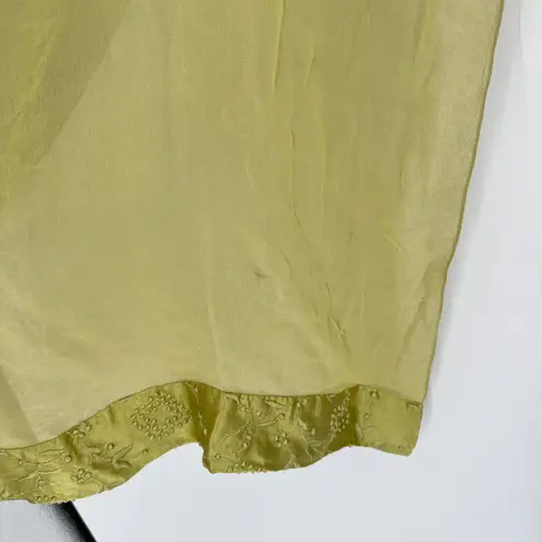 Vintage Peggy Jennings Two Tone Olive Green Embroidered Silk Sheer Scarf Shawl