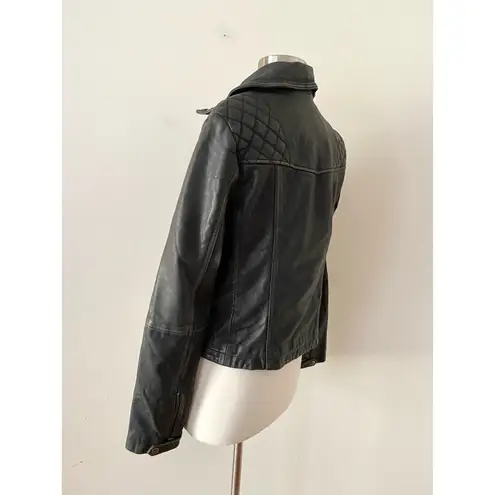 ALLSAINTS NEW All Saints Cargo Leather Biker Jacket Black