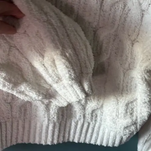 Moon & Madison M White Long Sleeve Cowl Cable Knit Crop Classic Cozy Chic Rib Size M