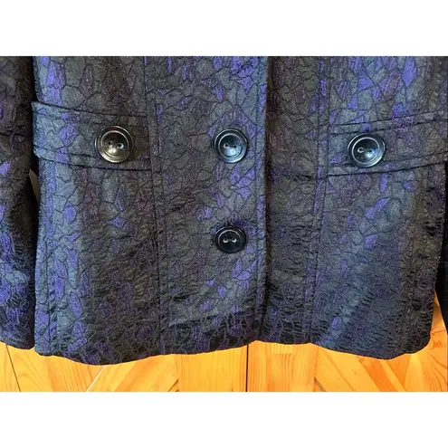 Laura Ashley Women’s Button Up Lined Blazer Purple Black NWT Size Small (5403)