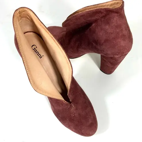 Ganni Vintage Glitter Suede Ankle Boots Size 38 NEW