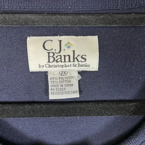 Christopher & Banks Christopher & Banks Button Up Sweater Navy Blue Patriotic Western Women's 2X