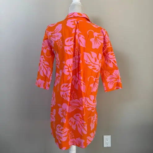 Sleepy Jones Aloha Jane Tunic Dress mini in Aloha Floral orange pink Sz XS