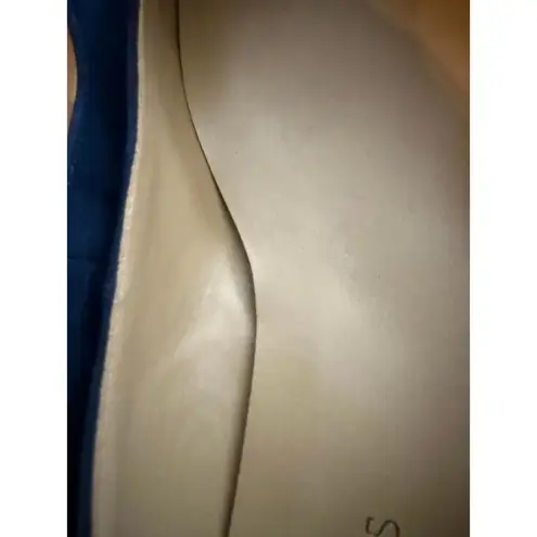 Talbots Women's Wedge Shoes Size 9.5M Leather Suede Blue Preppy City Slip On