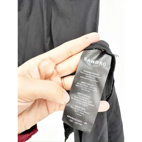 Sandro Black Stitched Ruched Gathered Midi Dress Size 34 NWT