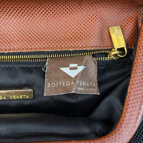 Bottega Veneta Gold Tone Black Leather Crossbody Bag Purse Vintage Marco Polo