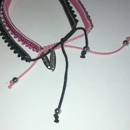 Pink Pewter Pink & Black Sequin Beaded Adjustable Cord Bracelets - Image 7