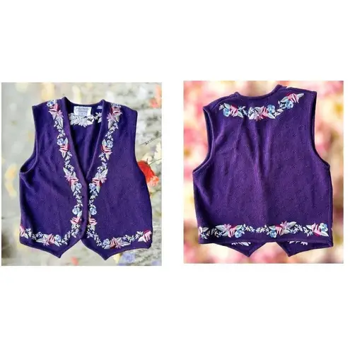 Vintage Marisa Christina Classics Floral Vest Small Plum Embroider Sweat… Size undefined