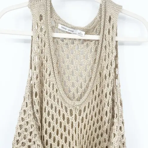 Bishop and Young  Womens Crochet Open Knit Off The Shoulder Swim Coverup Top Size L