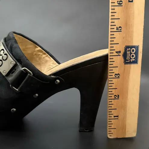 Coach  Ivy Black Signature Logo Canvas Studded Wooden Platform Mule Clogs Size 9 - Image 10