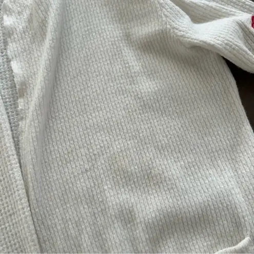 Miss Love White Floral Hooded Open Cardigan with Pockets sz L