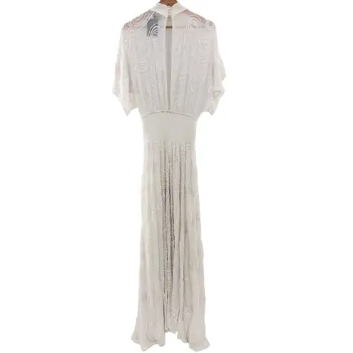 RETROFETE CHLOE EMBELLISHED SILK CHIFFON DRESS WHITE XS